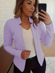  Solid Long Sleeve Open Front Blazer