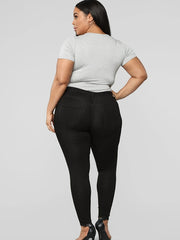  Solid Ripped Stretch Skinny Jeans