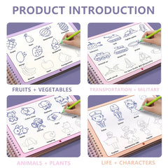 Set of 4 Reusable Drawing Books for Writing Practice - Ages 4+