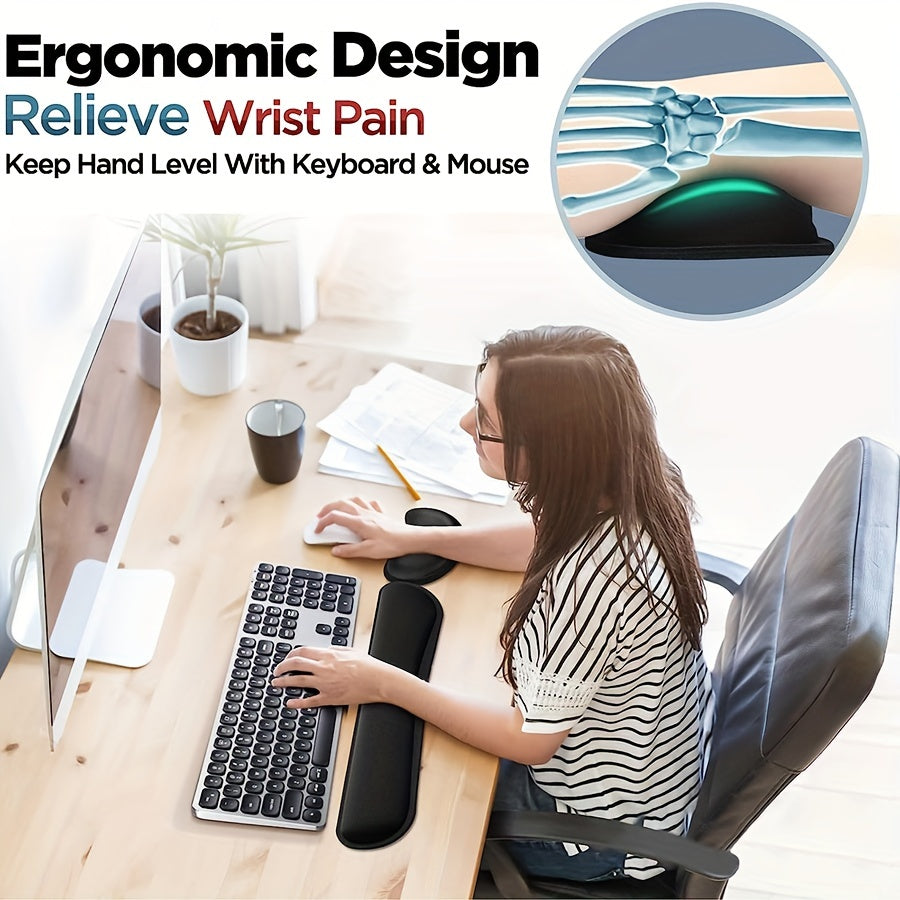 Memory Foam Keyboard & Mouse Wrist Rest Support Pad