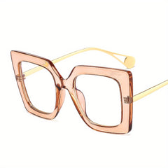 Rectangle Oversized Clear Lens Eyeglasses Light Blocking Glasses