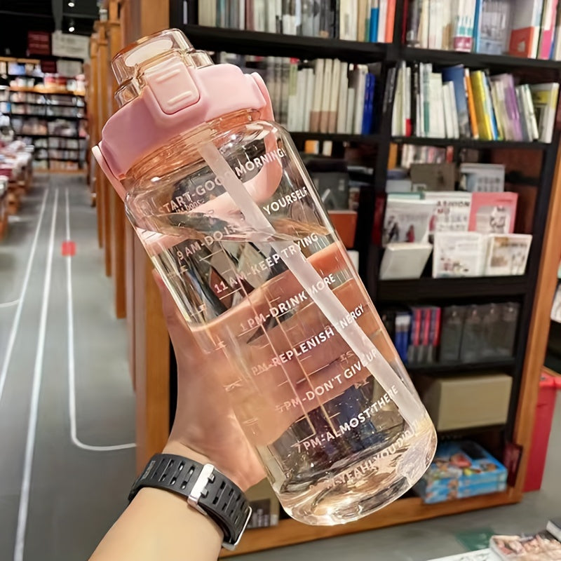 2L 67oz Sports Water Bottle with Straw and Time Marker
