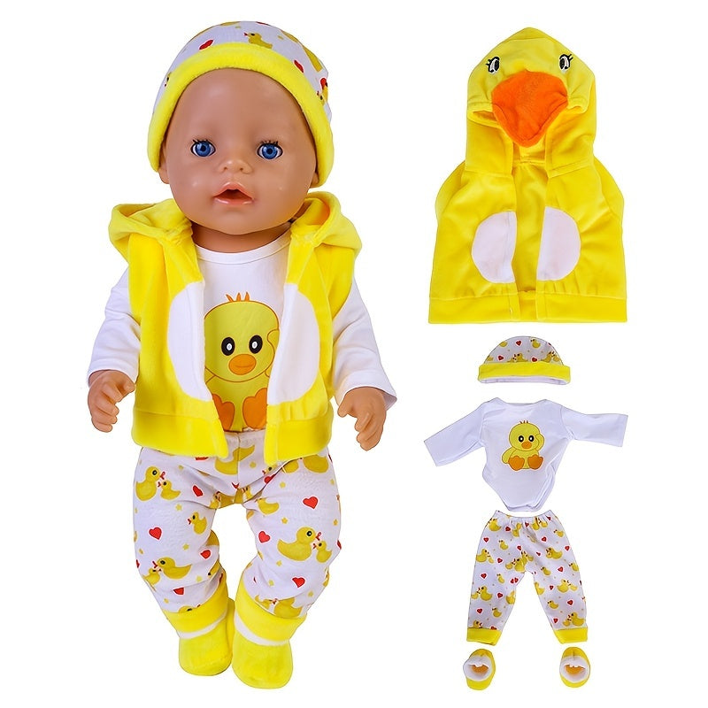 Yellow Duck Doll Clothes Set For 17-18 Inch Dolls