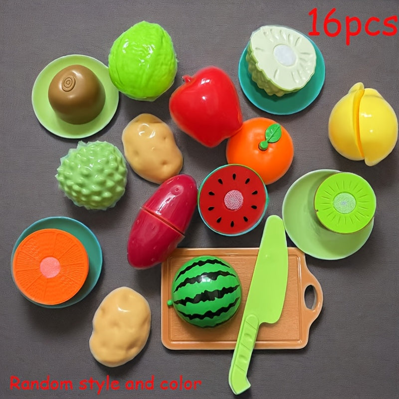 Colorful Plastic Fruit and Vegetable Slicer Toy Set for Kids