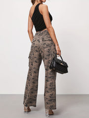 Women's Plus Camo High Rise Cargo Trousers