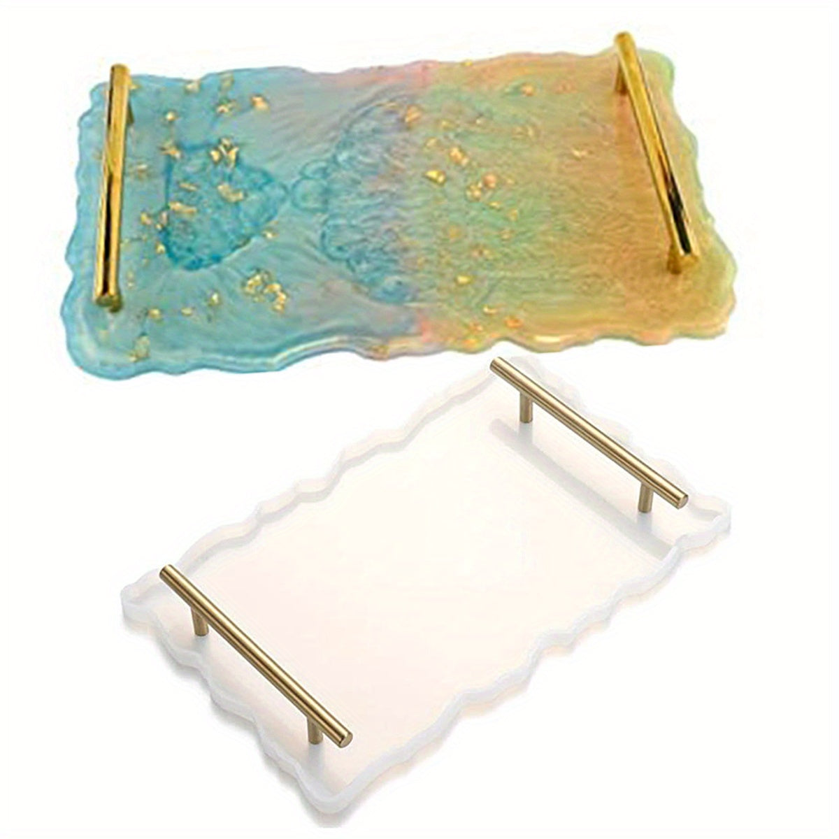 Agate Silicone Tray Molds with Golden Handles