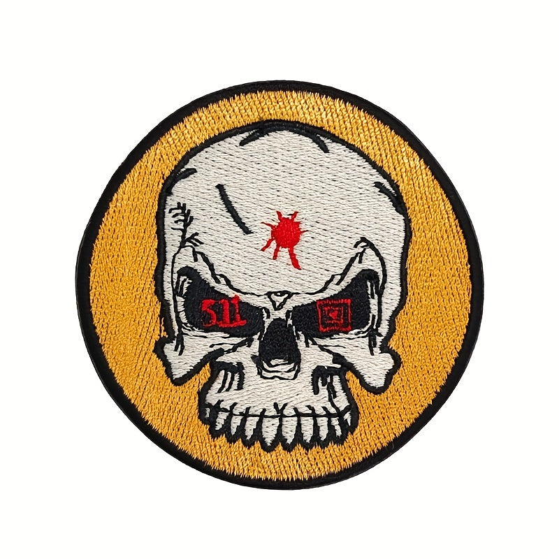 Cartoon Skull Head Embroidered Patch Hook & Loop Emblem