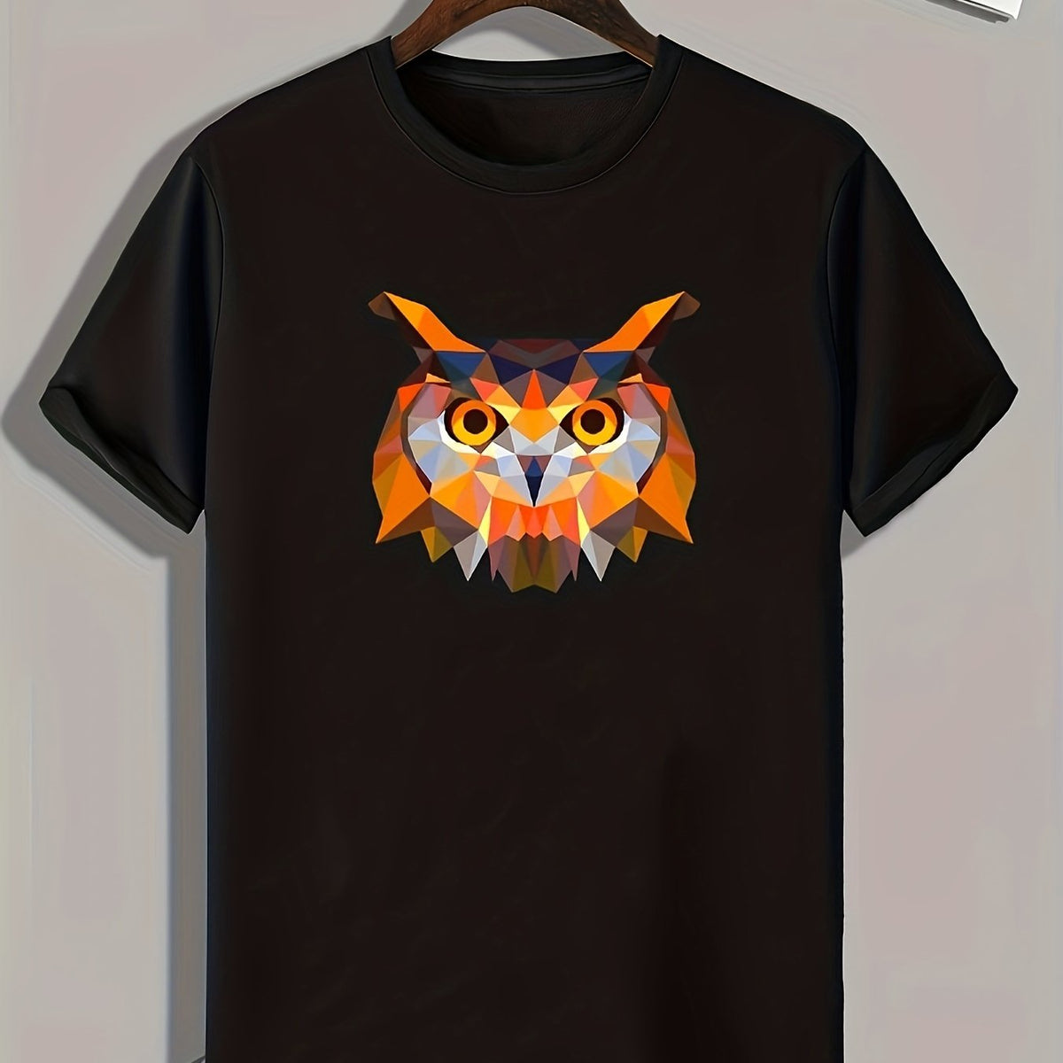 Owl Pattern Print Men's Comfy Sports T shirt Graphic Tee