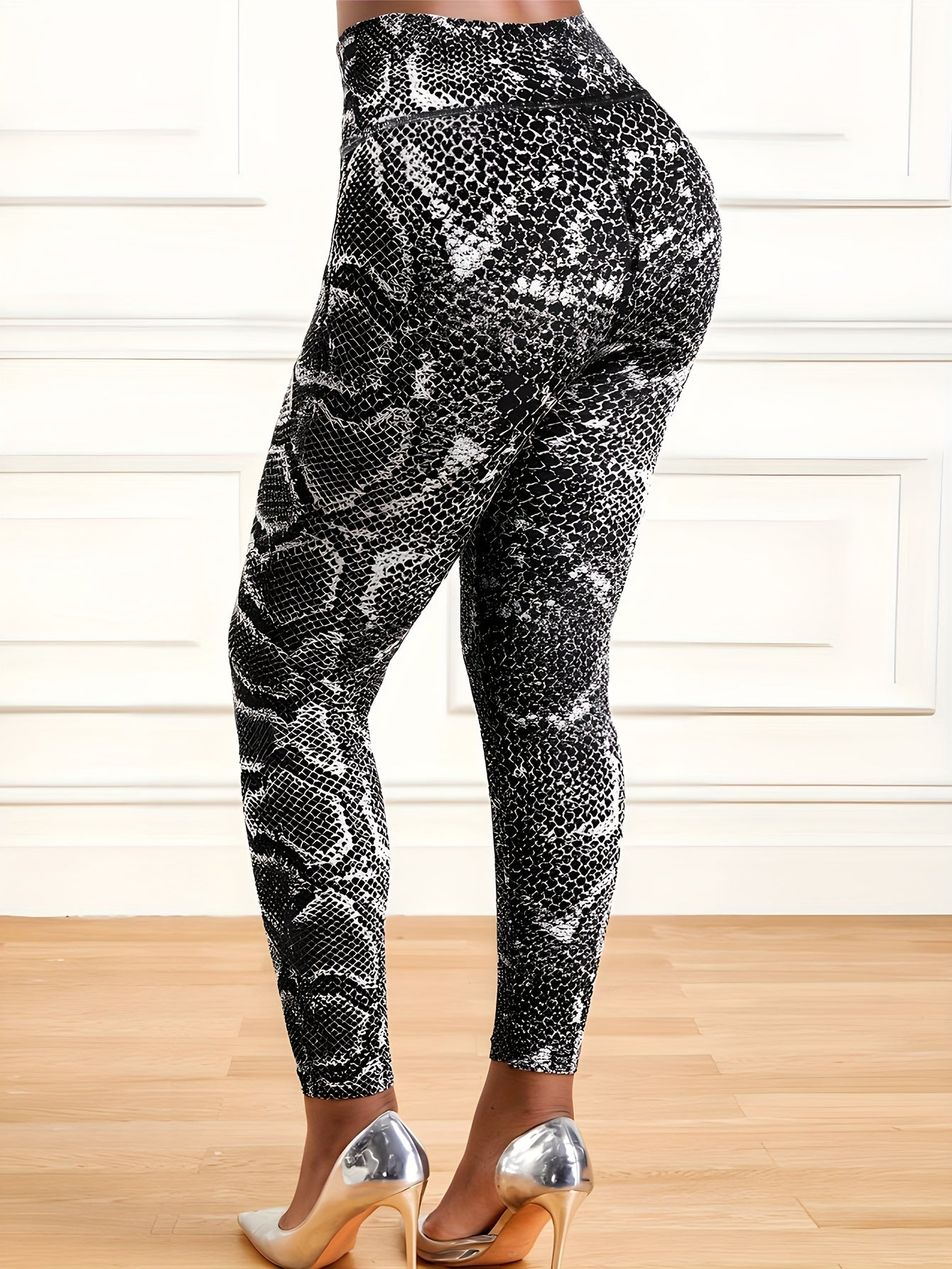 Snake Print High Waist Yoga Pants Women's Activewear
