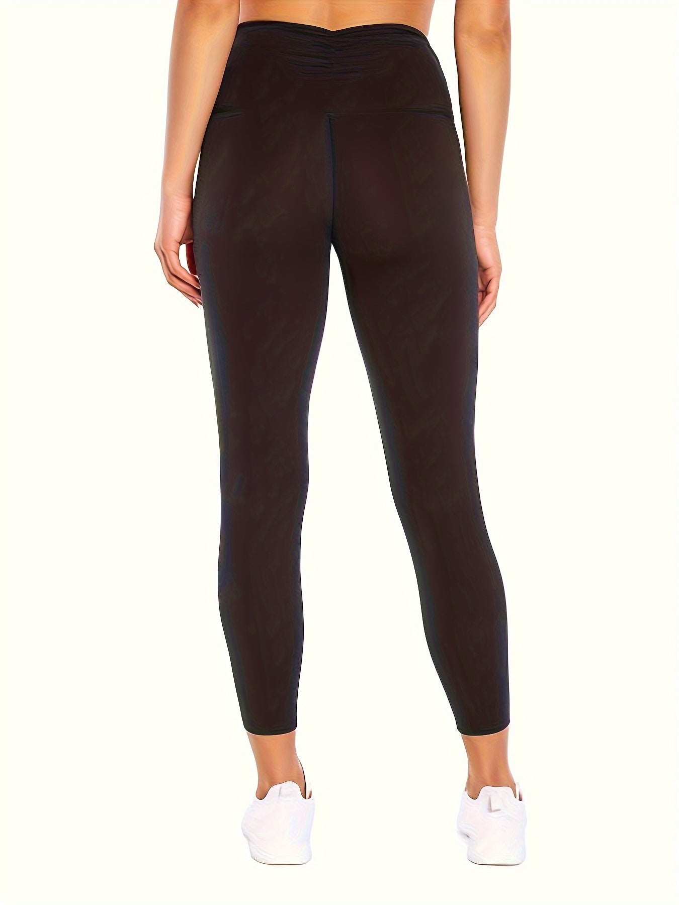  Solid Cross Waist Ruched High Stretch Leggings