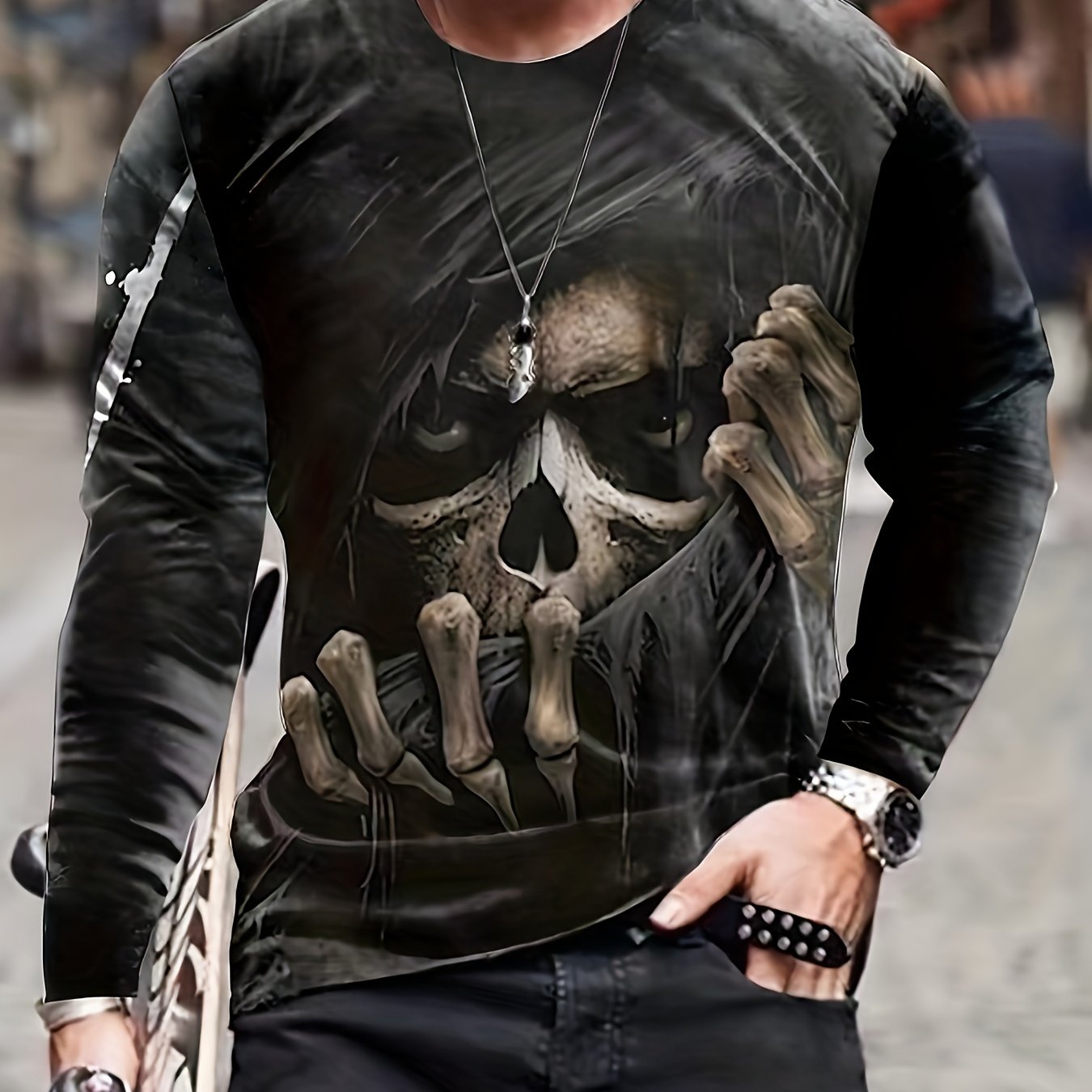 Men's Skeleton 3D Print Vintage Tee Stylish Summer Clothing