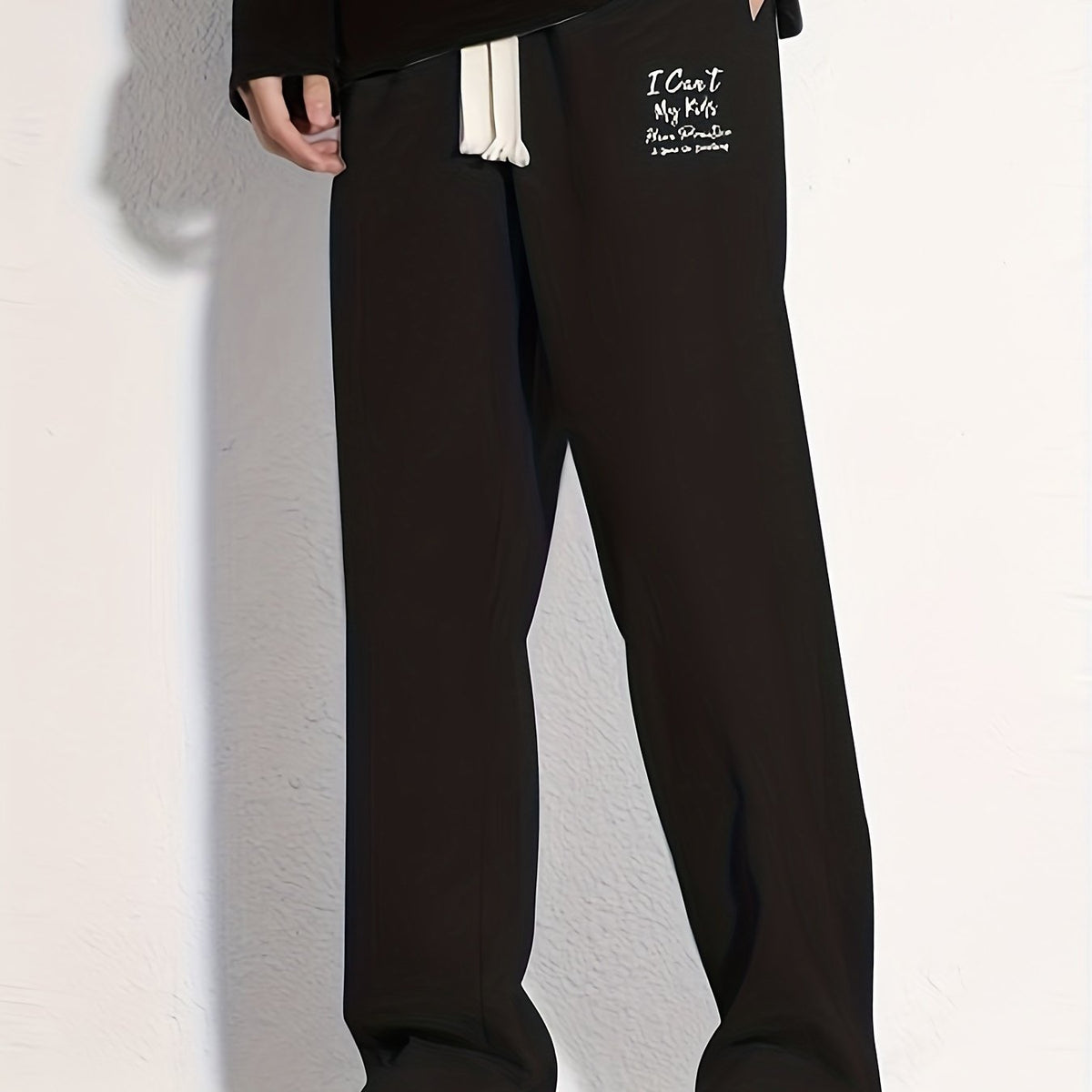 Men's Casual Loose Fit Cotton Sweatpants with Drawstring