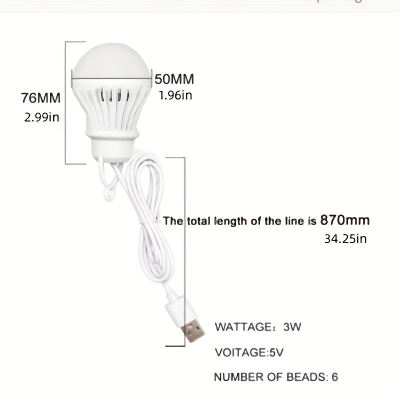 USB Lamp Bulb 5V Lantern LED USB Power Reading Book Light