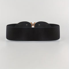 Vintage Golden Leaf Buckle Belt Elastic Wide Waistband for Women