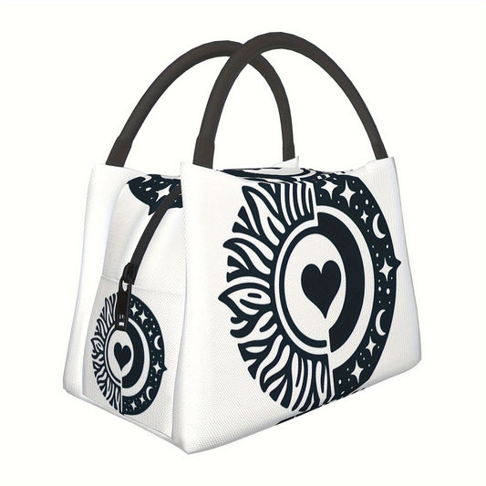 Heart Pattern Lunch Bag Insulated Thermal Cooler for Office School Picnics