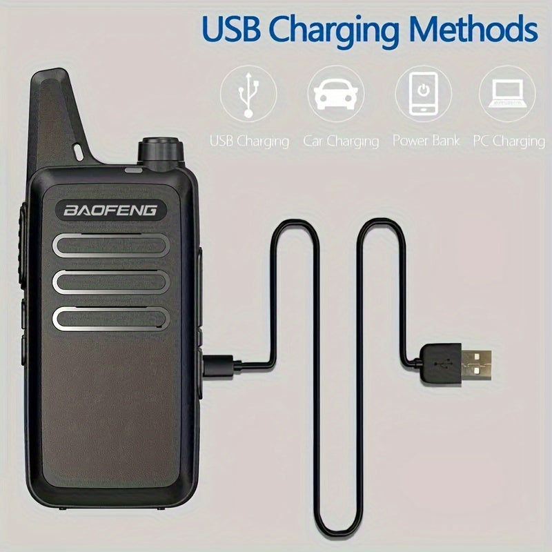 2pcs BF T20 Walkie Talkies USB Charging for Home School Restaurant Outdoor Use