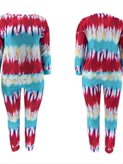 Tie Dye Long Sleeve Tee & High Waist Sweatpants Set