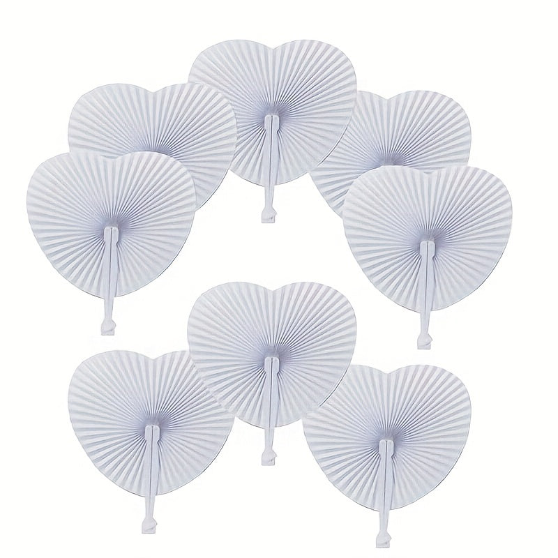 2pcs Heart Fan Wedding Gift Pocket Chinese Style Dance Fan