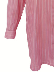  Striped Button Up Long Sleeve Blouse