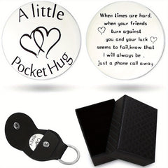 Pocket Hug Token Leather Keychain Men Birthday Christmas Boy Girl Valentines Son
