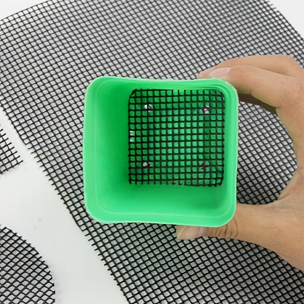 50pcs Bonsai Mesh Drainage Screens Flower Pot Hole Mesh Pad Square