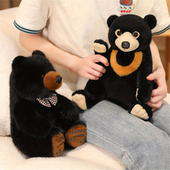 DOYOUDO Bear Plush Toy 9.84 Stuffed Animal Orange Collar Home Decor Birthday