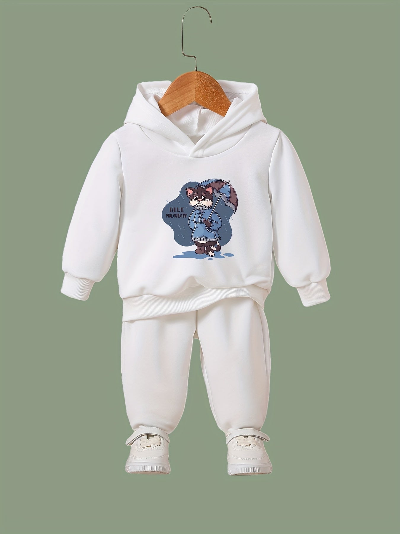 Sorrowful Cat Print 2pcs Girls Outfits For Sports Spring Fall Outdoor Gift