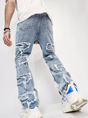 Men Ripped Frayed Straight Leg Jeans