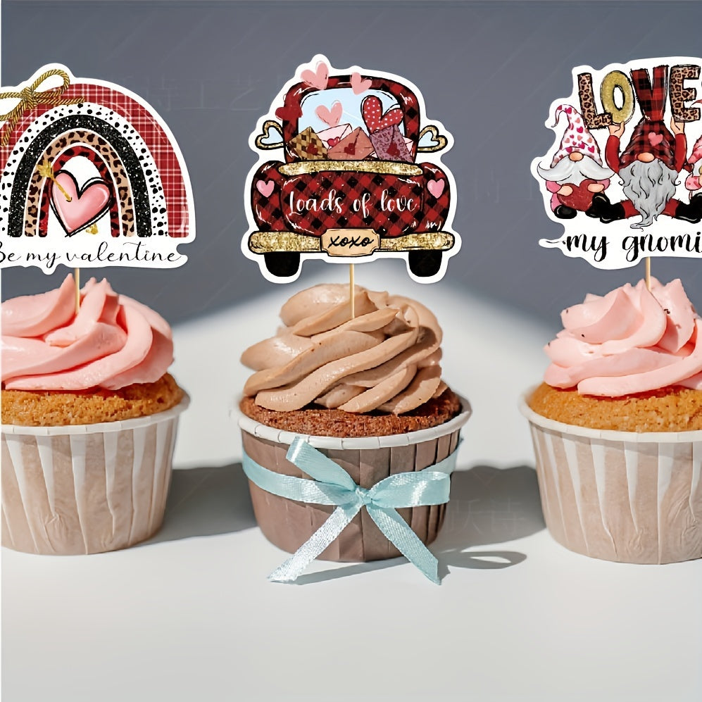 12pcs Wedding Party Cupcake Toppers With Sticks