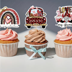 12pcs Wedding Party Cupcake Toppers With Sticks
