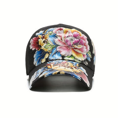 Boho Flower Print Baseball Cap Quick Drying Mesh Sports Sun Hat