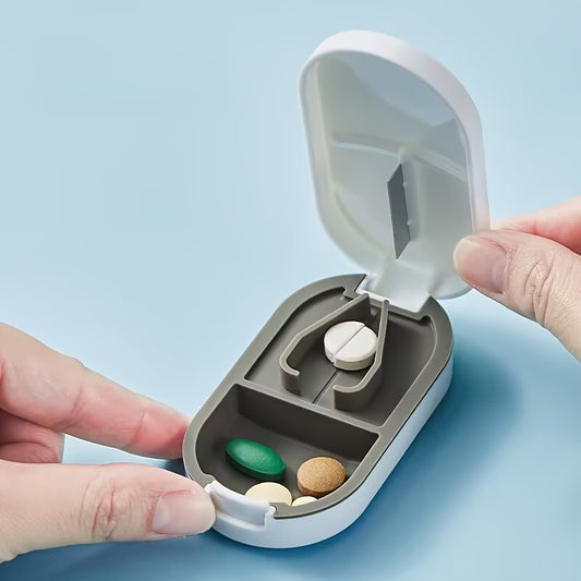 Portable Medicine Cutter Storage One Week Medicine Box Stainless Steel Blade