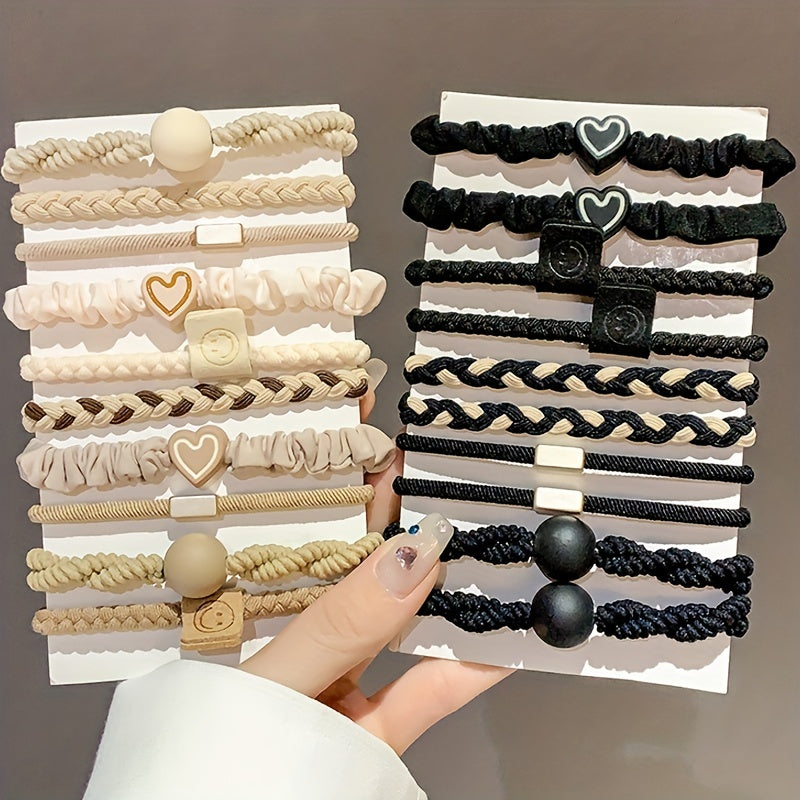 Braided Hair Rope Heart Decor Scrunchies Ponytail Holder