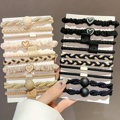 Braided Hair Rope Heart Decor Scrunchies Ponytail Holder