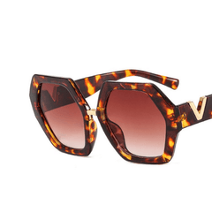 Hexagonal Vintage Oversized Women Sunglasses 1960s Thick Frame Polygonal Glasses