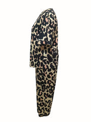  Leopard Print Shirt & Pants Pajama Set