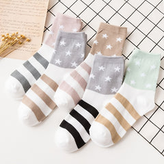 5 Pairs Striped Sports Socks Women's Stockings & Hosiery