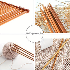 36pcs Bamboo Knitting Needles Set With Case Single Pointed Knitting Needles