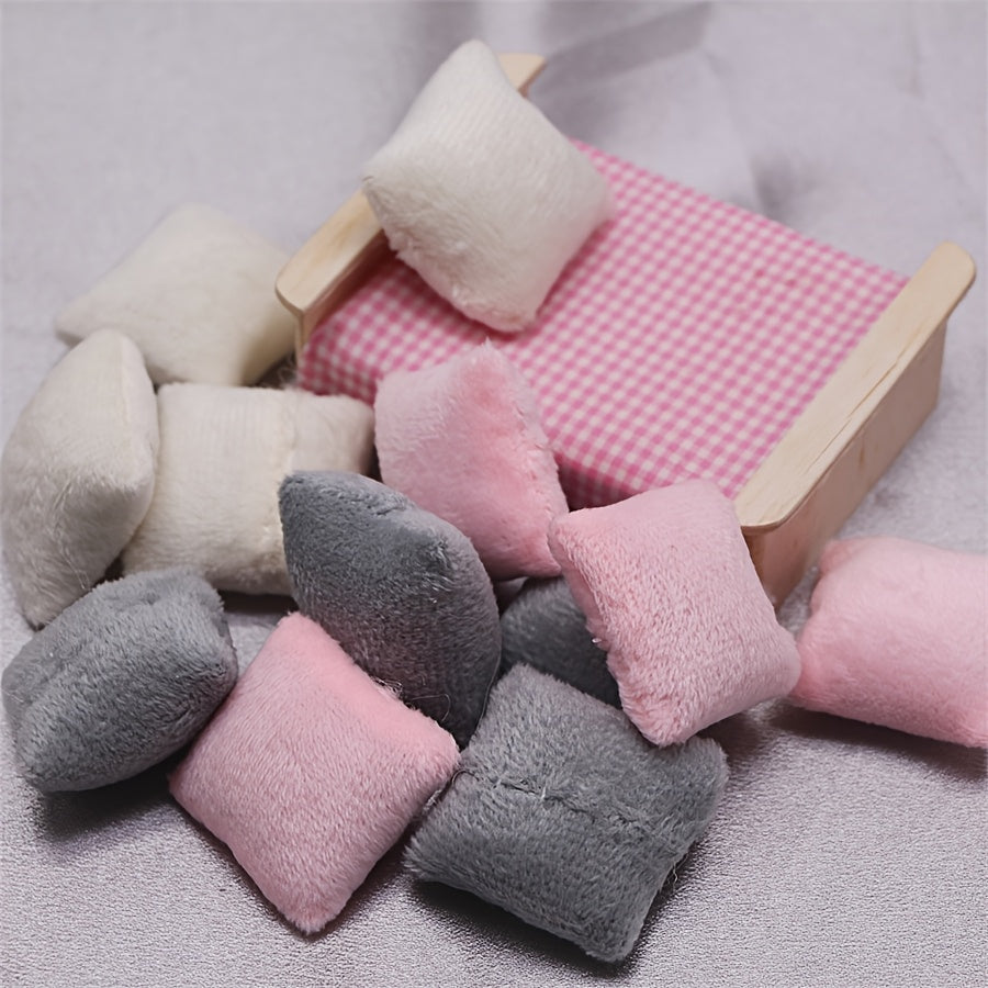 Polyester Dollhouse Pillow Set Plush Toy House Decor Mini Bedroom Scene Sofa Mod