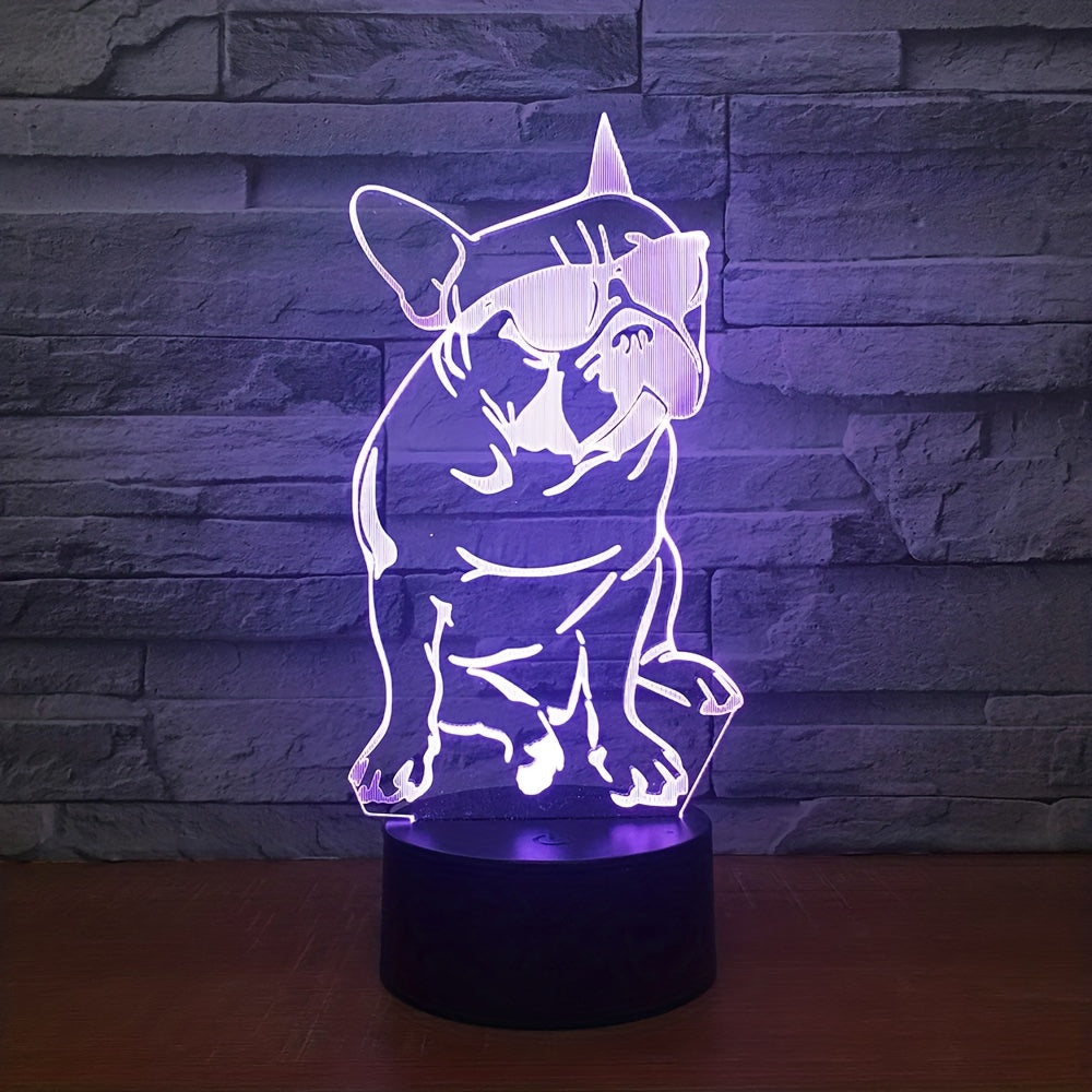 French Bulldog Dog Night Light 3D Puppy Illusion Lamp 16 Colors Remote Control