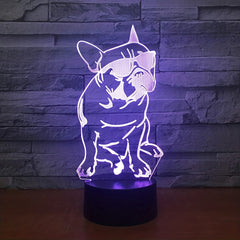 French Bulldog Dog Night Light 3D Puppy Illusion Lamp 16 Colors Remote Control