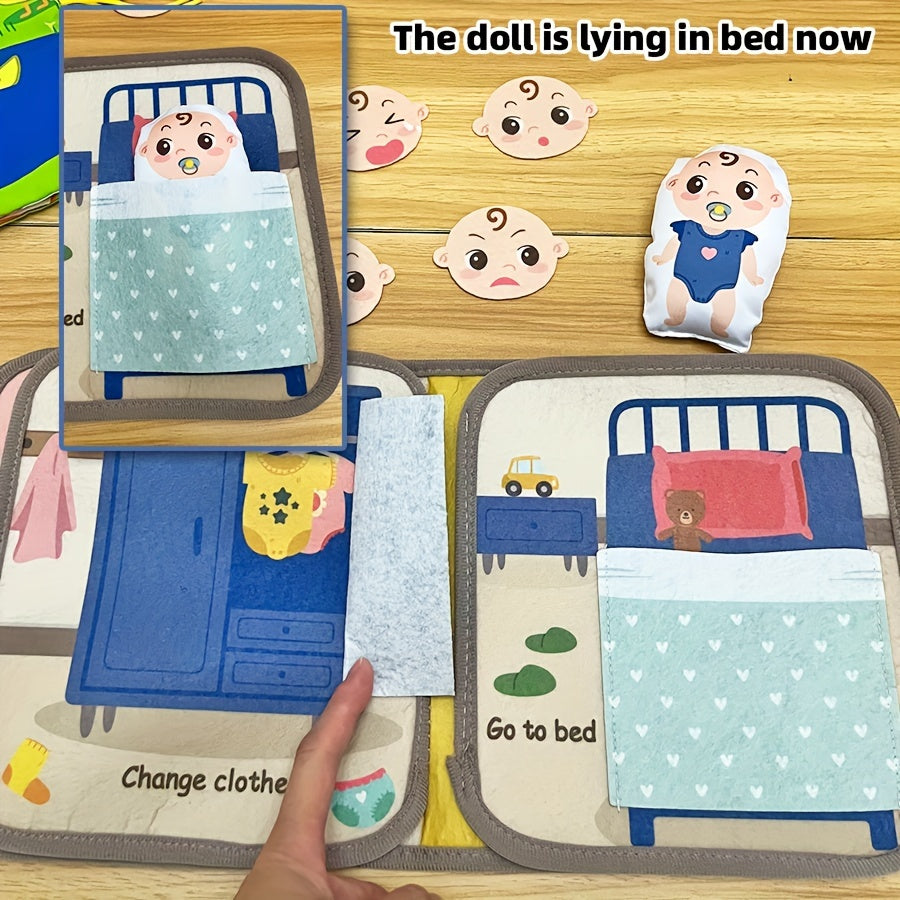 Interactive Toddler Cognition Book Baby Soft Toy Emotion Fabric Book