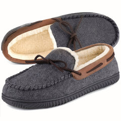 Men's Warm Fleece Lining Non Slip Slippers Comfortable Rubber Sole