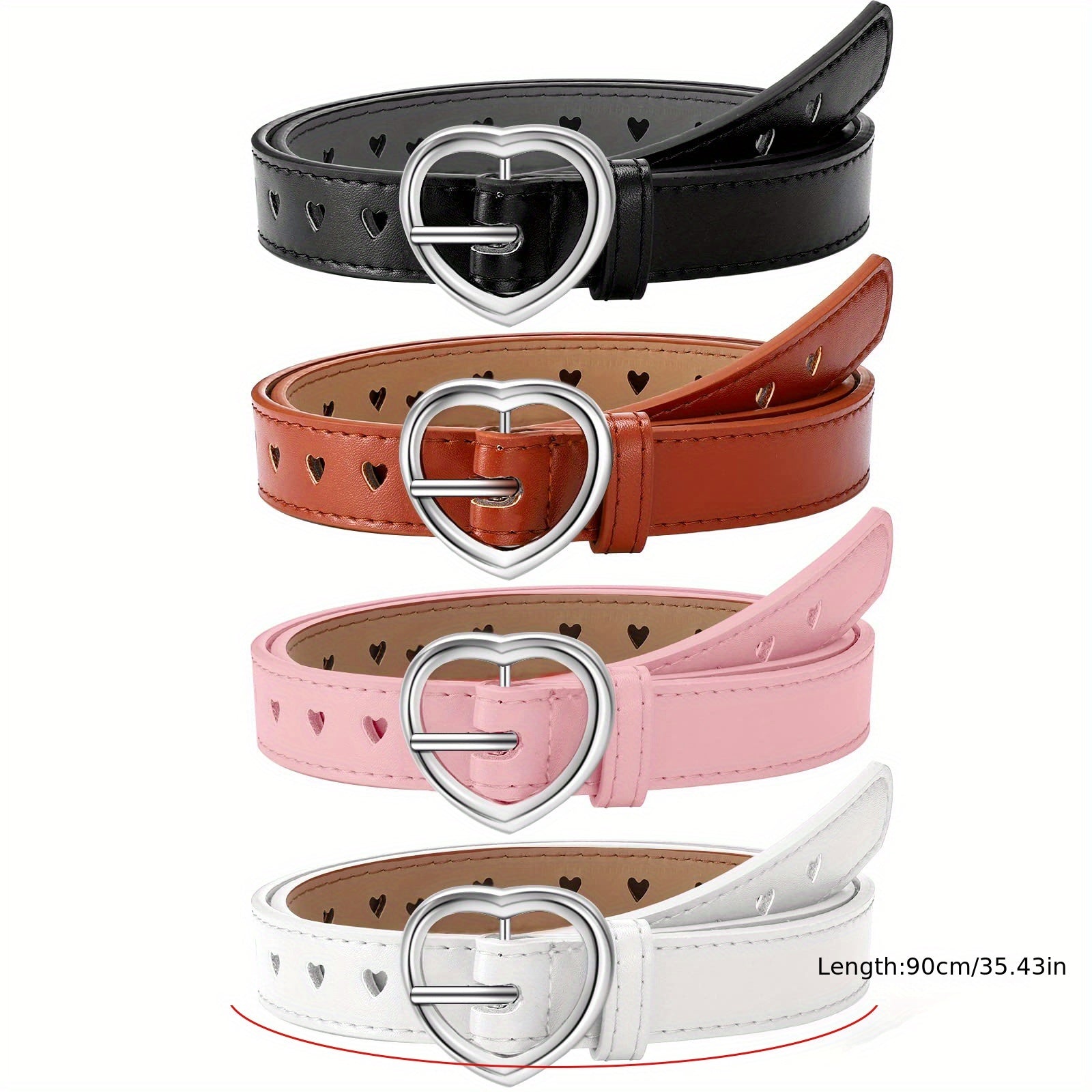 4pcs Heart Buckle Jeans Strap Men