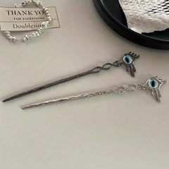 Evil Eye Hair Pin Retro Hair Stick Metal Hair Bun Maker Non Slip Hair Decoration