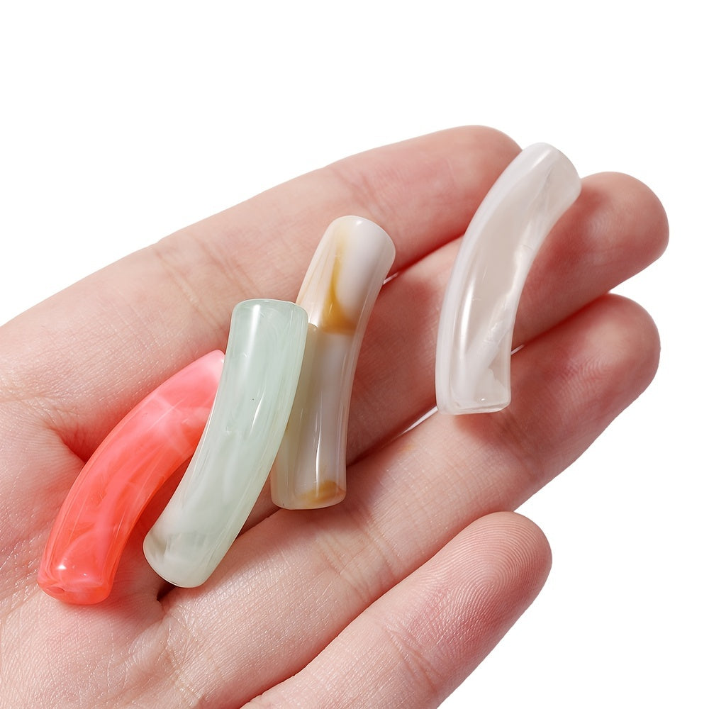 10pcs Two Tone Acrylic Curved Tube Beads for Women's Jewelry Making