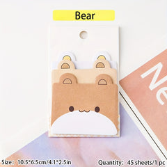 45 Sheets Cartoon Animal Sticky Notes