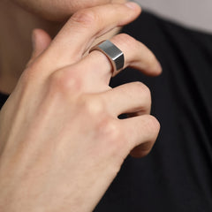 Vintage Stainless Steel Square Ring for Men