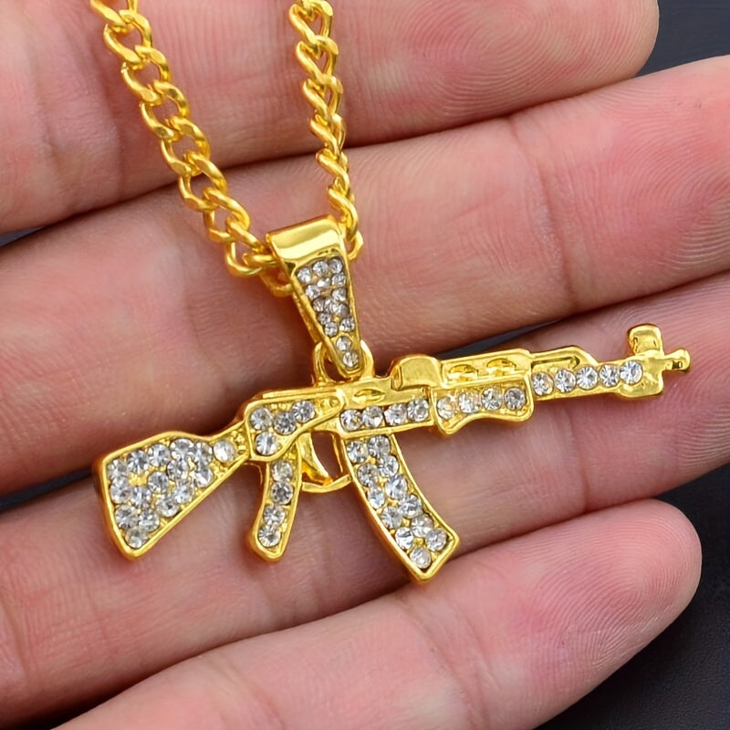 Alloy Punk Hip Hop Necklace Submachine Gun Pendant Necklace