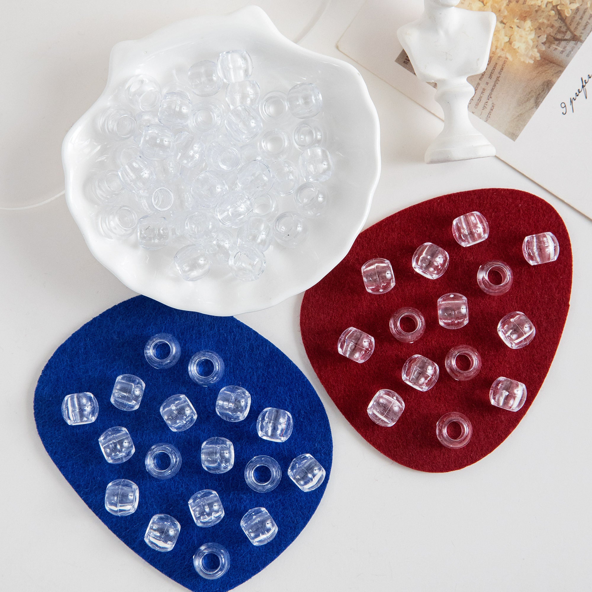 80pcs Transparent Tube Beads Hair Clip Dreadlock Braid Accessories